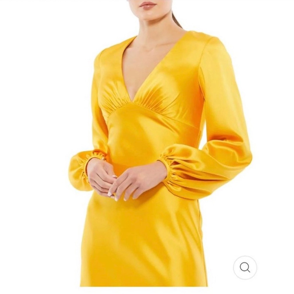 Mac Duggal Vibrant Yellow Long Sleeve Dress